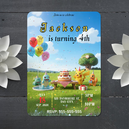 Pokemon and Friend Birthday Invitation - CreativeRino