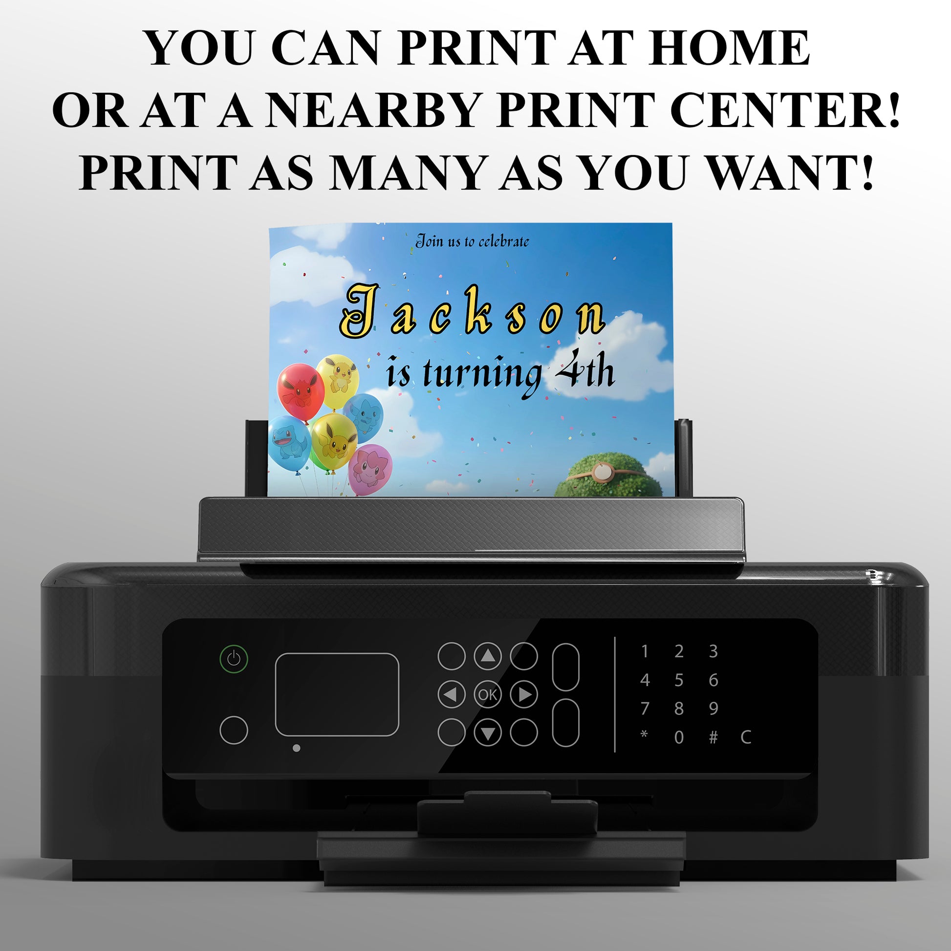 Pokemon and Friend Birthday Invitation - CreativeRino