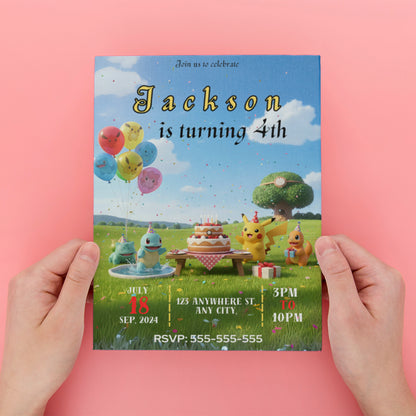 Pokemon and Friend Birthday Invitation - CreativeRino