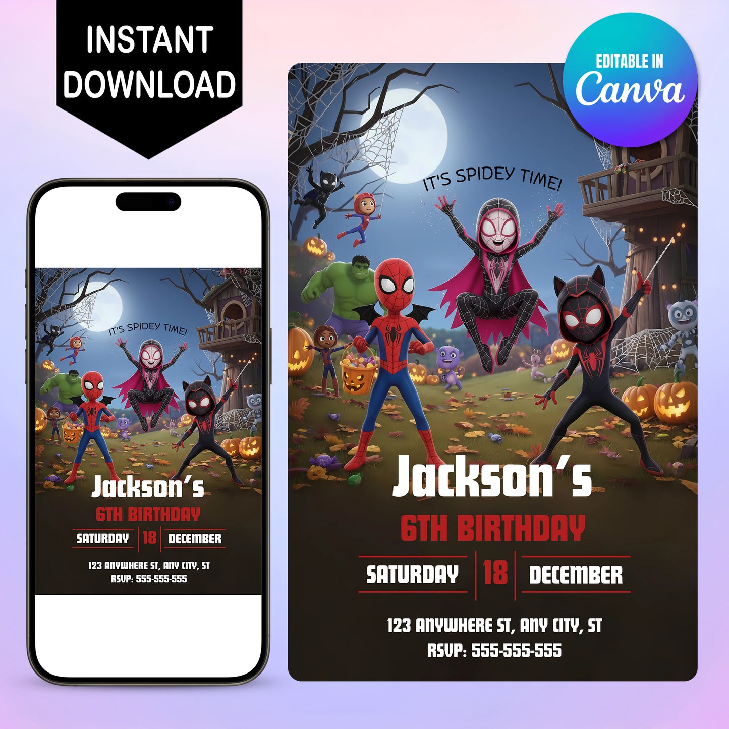 Spidey and His Amazing Friends Halloween Party Invitation - CreativeRino