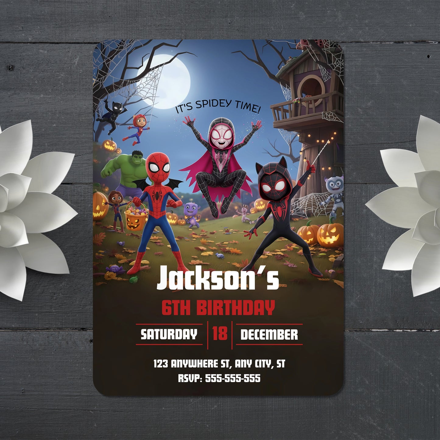 Spidey and His Amazing Friends Halloween Party Invitation - CreativeRino