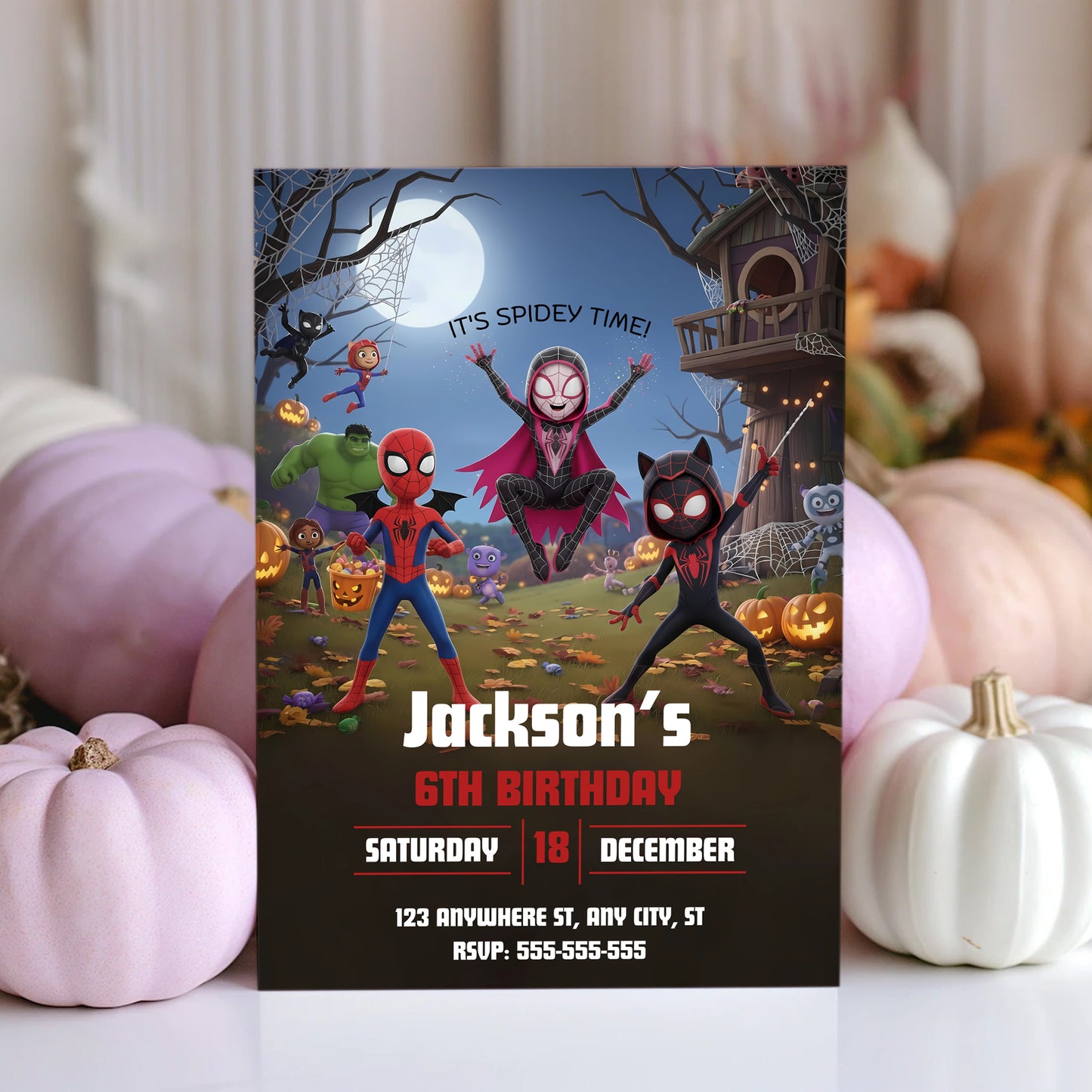 Spidey and His Amazing Friends Halloween Party Invitation - CreativeRino