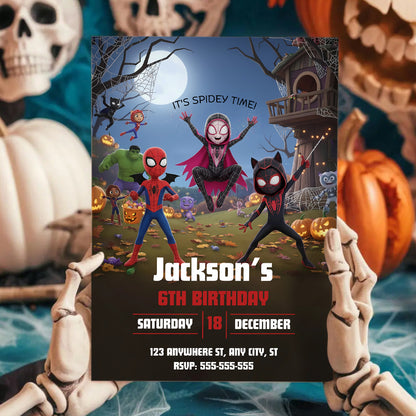 Spidey and His Amazing Friends Halloween Party Invitation - CreativeRino