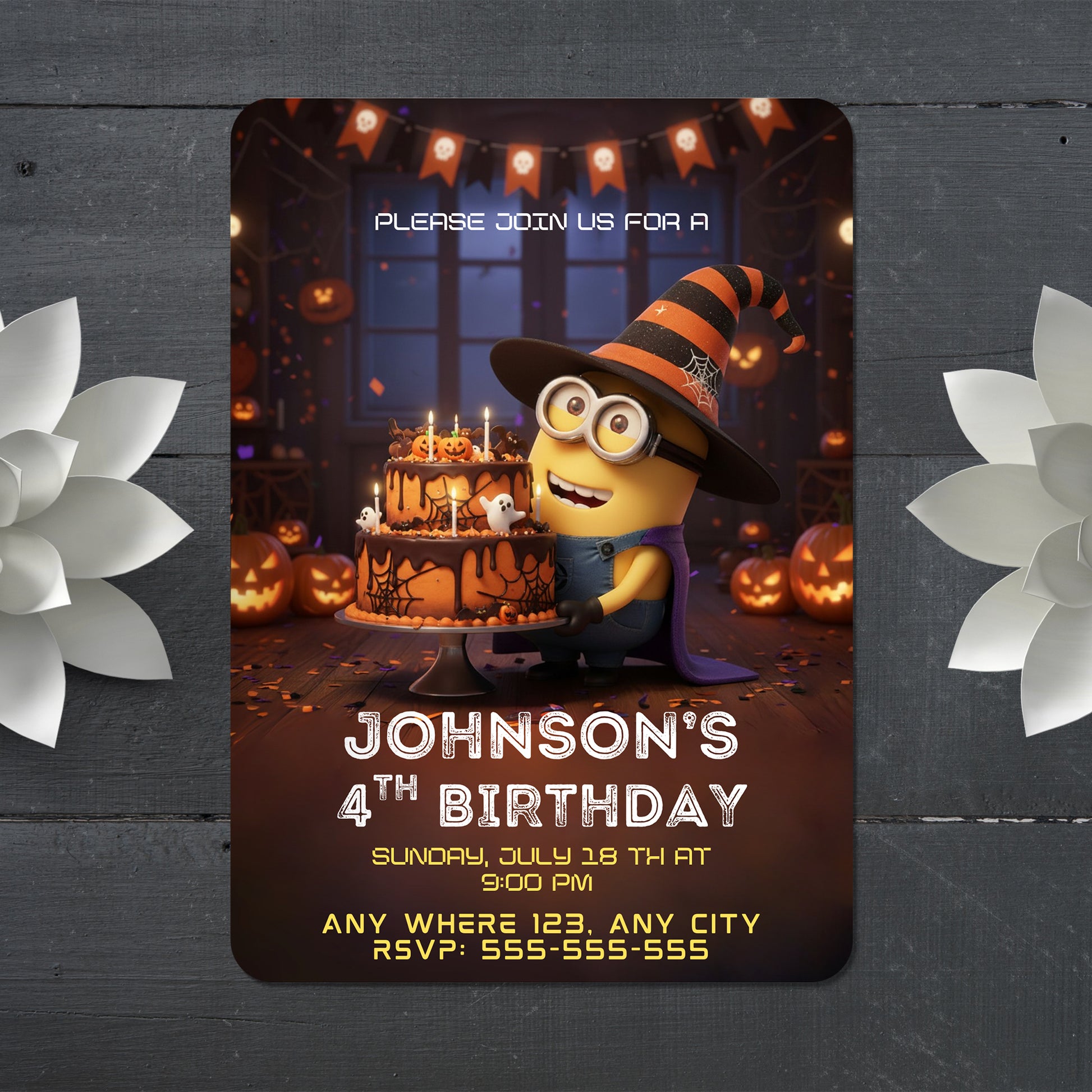 Minion Halloween Birthday Invitation - CreativeRino
