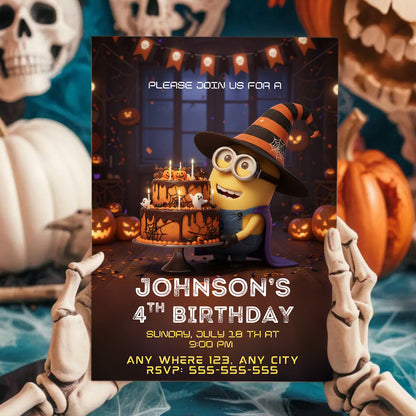 Minion Halloween Birthday Invitation - CreativeRino