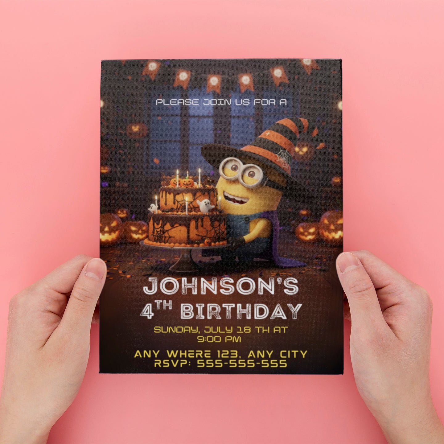 Minion Halloween Birthday Invitation - CreativeRino