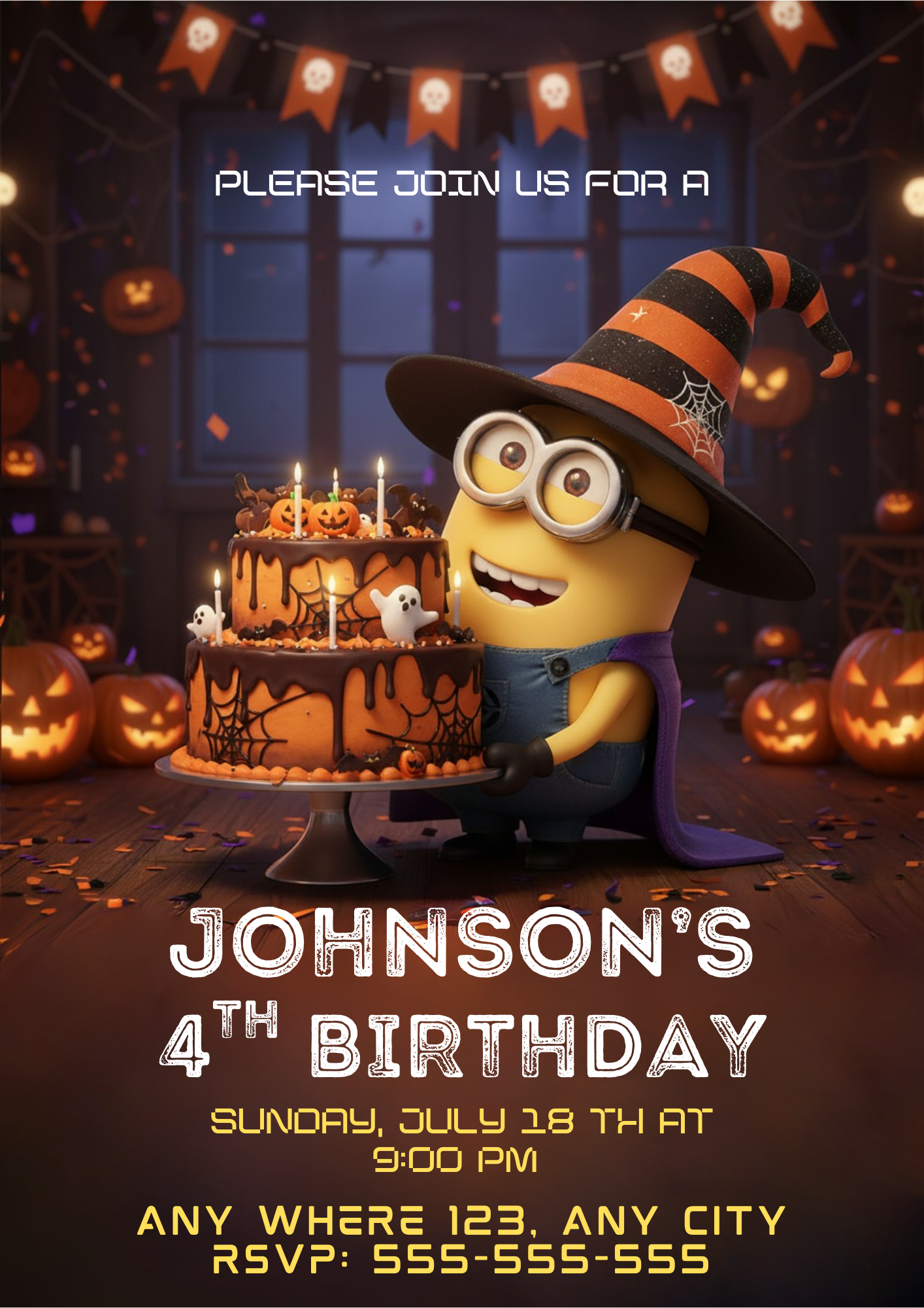 Minion Halloween Birthday Invitation - CreativeRino