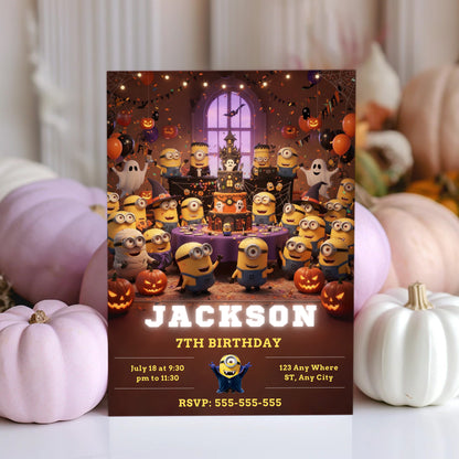 Halloween Minion Birthday Invitation - CreativeRino