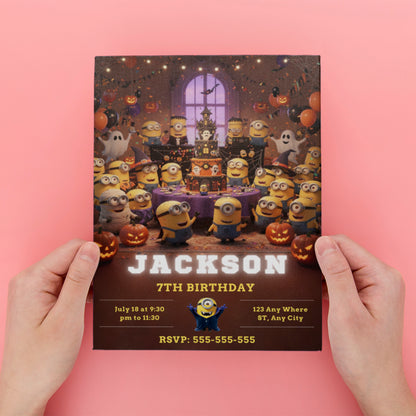 Halloween Minion Birthday Invitation - CreativeRino