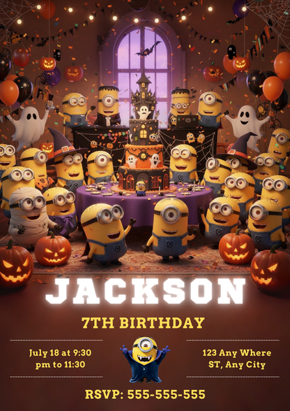Halloween Minion Birthday Invitation - CreativeRino