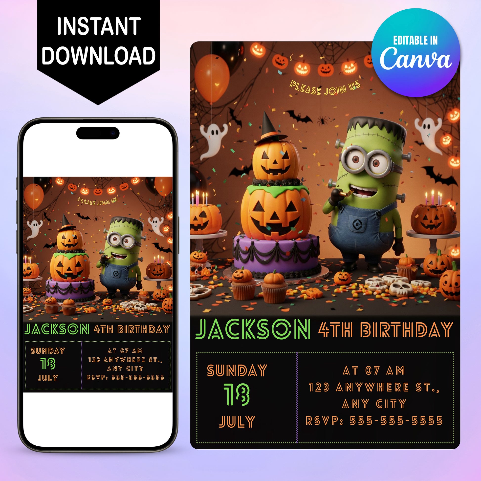 Minion Halloween Birthday Invitation - CreativeRino