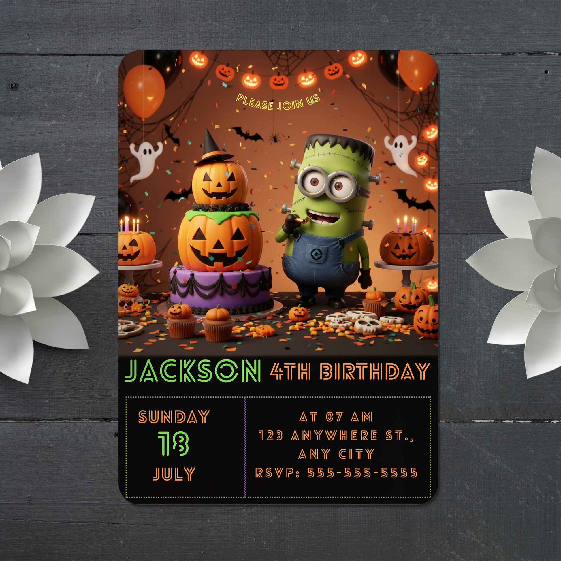 Minion Halloween Birthday Invitation - CreativeRino
