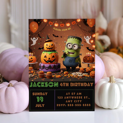 Minion Halloween Birthday Invitation - CreativeRino