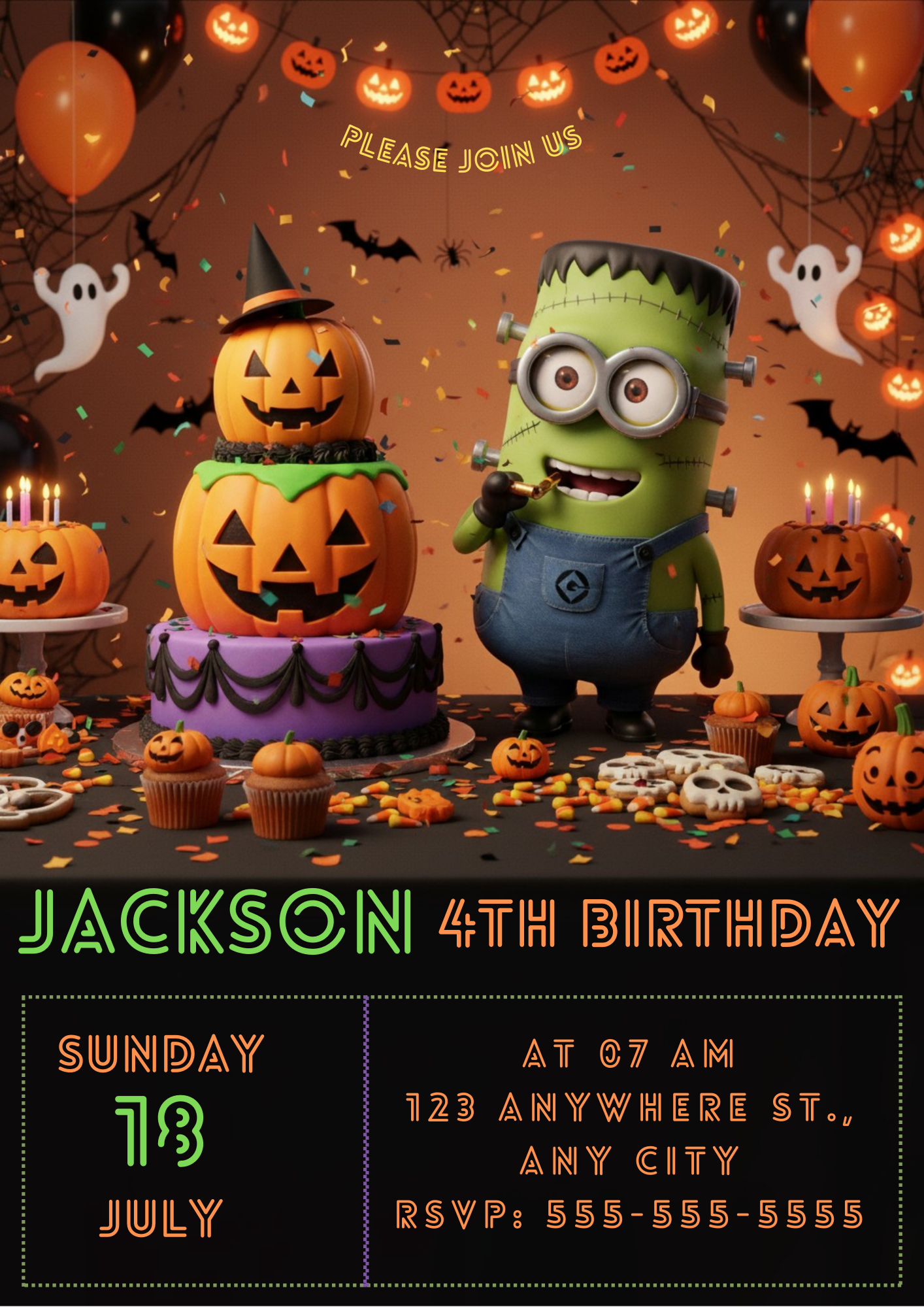 Minion Halloween Birthday Invitation - CreativeRino