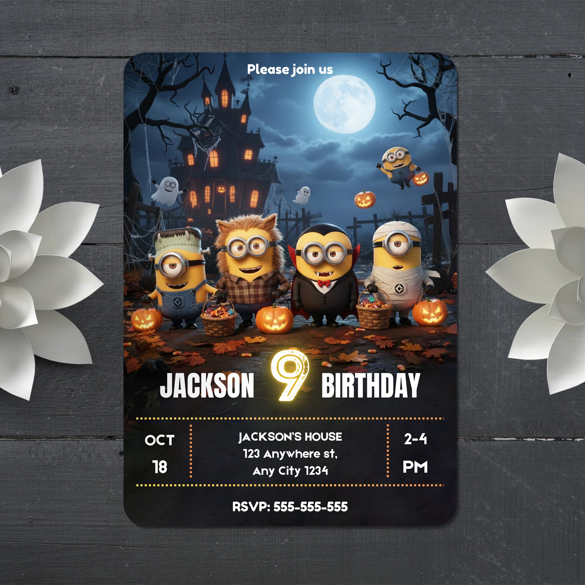 Halloween Minion Birthday Party Invitation - CreativeRino