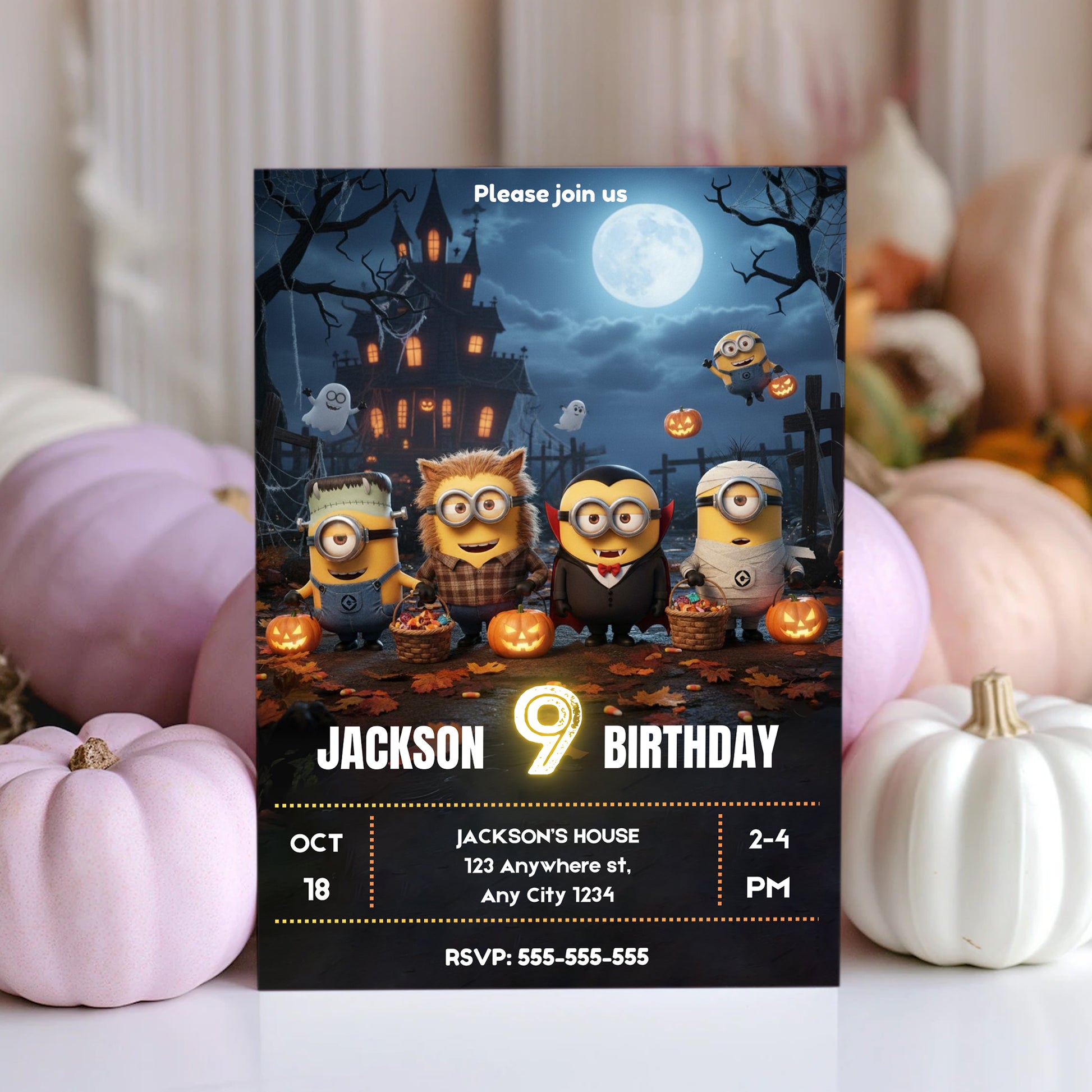 Halloween Minion Birthday Party Invitation - CreativeRino