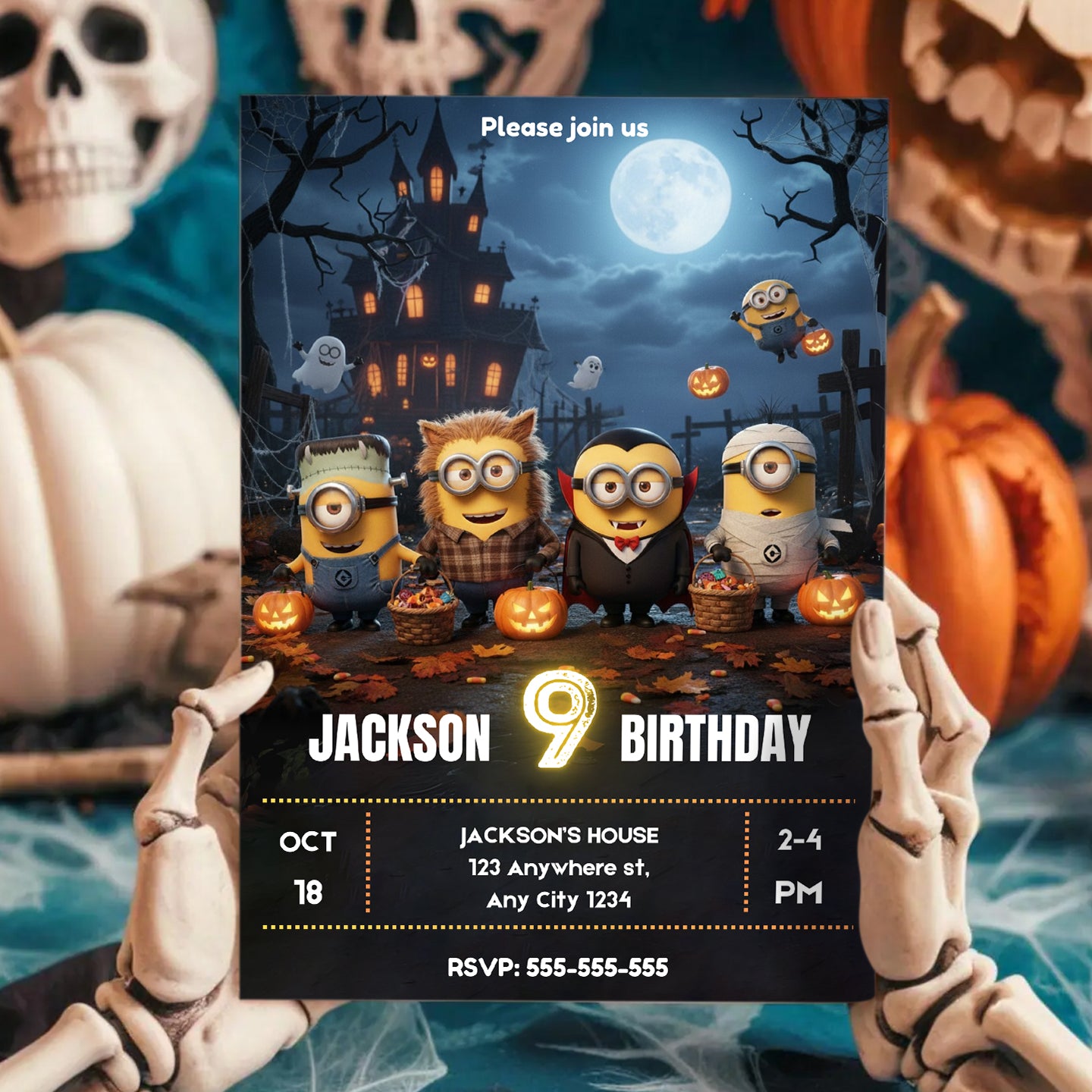 Halloween Minion Birthday Party Invitation - CreativeRino