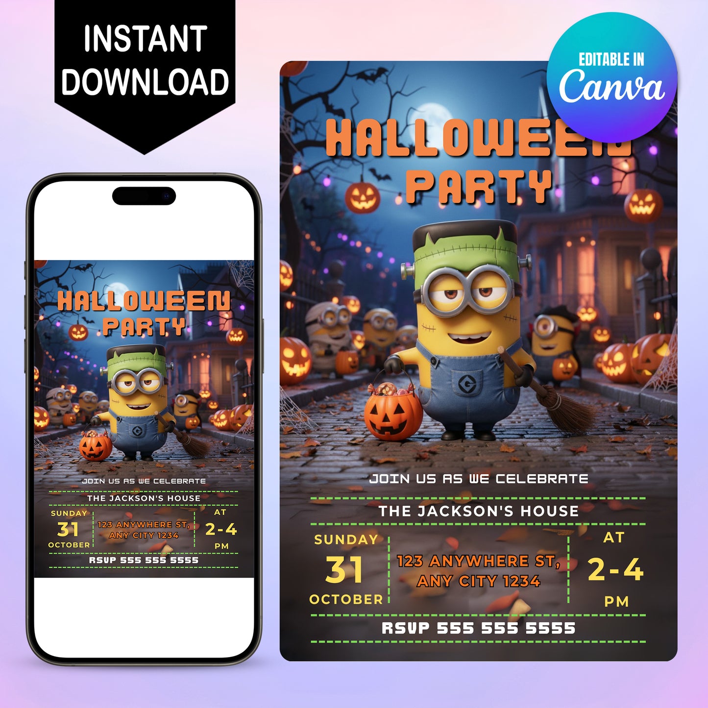 Printable Minion Halloween Invitation - CreativeRino