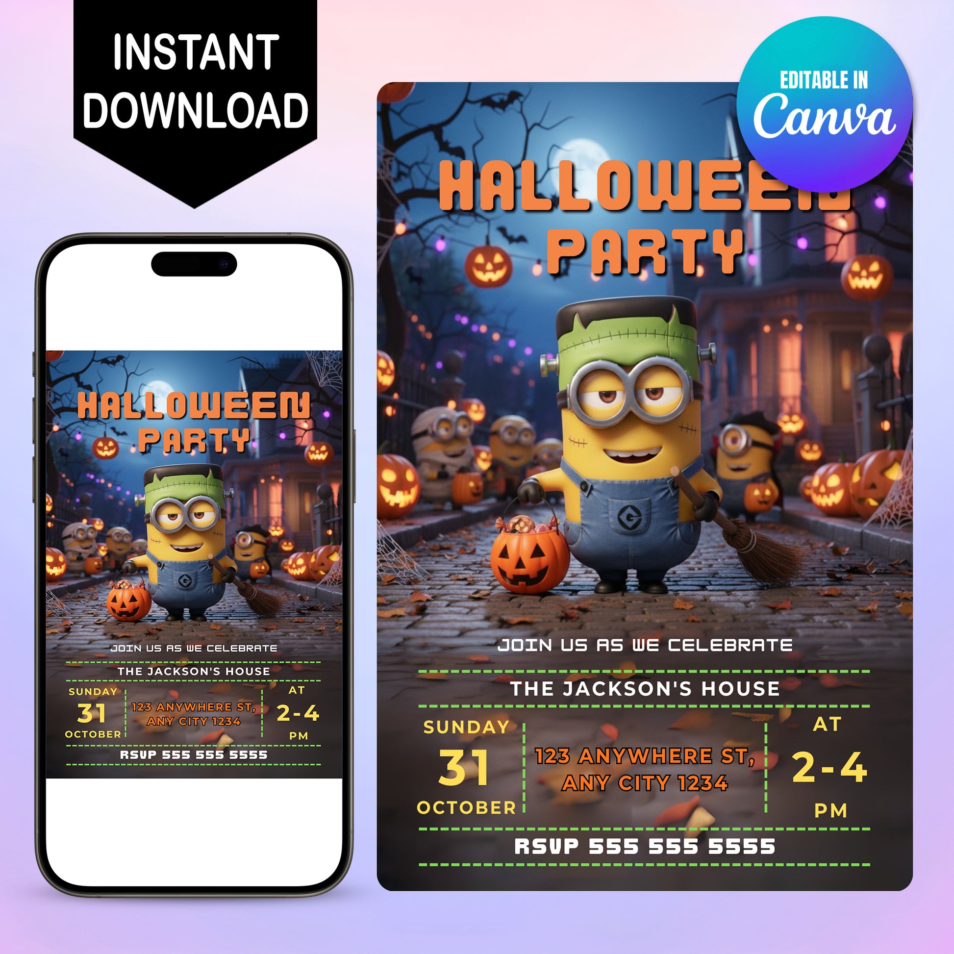 Printable Minion Halloween Invitation - CreativeRino