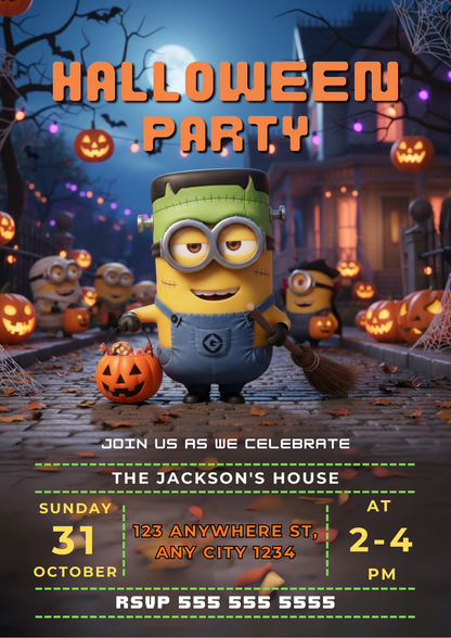 Printable Minion Halloween Invitation - CreativeRino