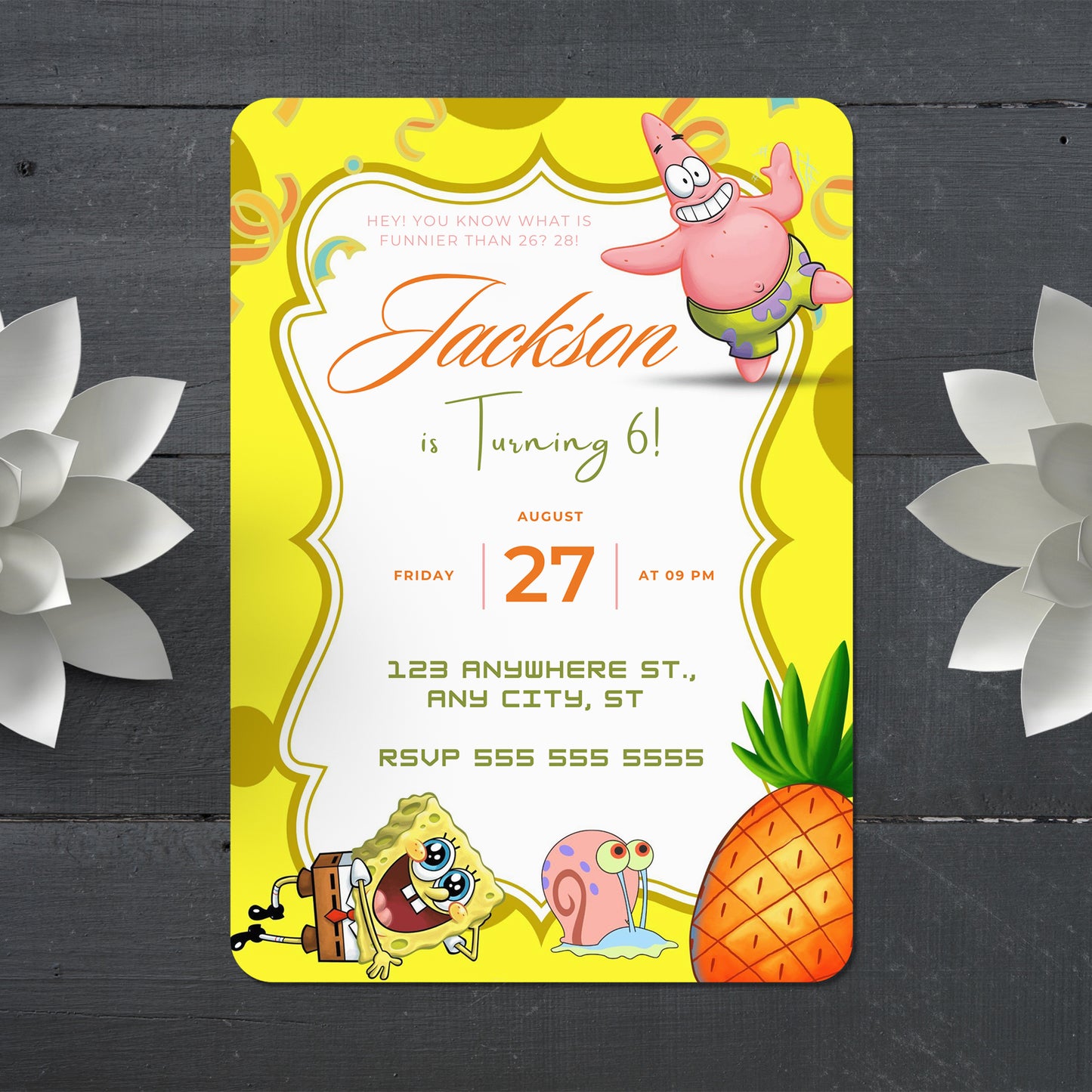 SpongeBob Birthday Invitation Template - CreativeRino
