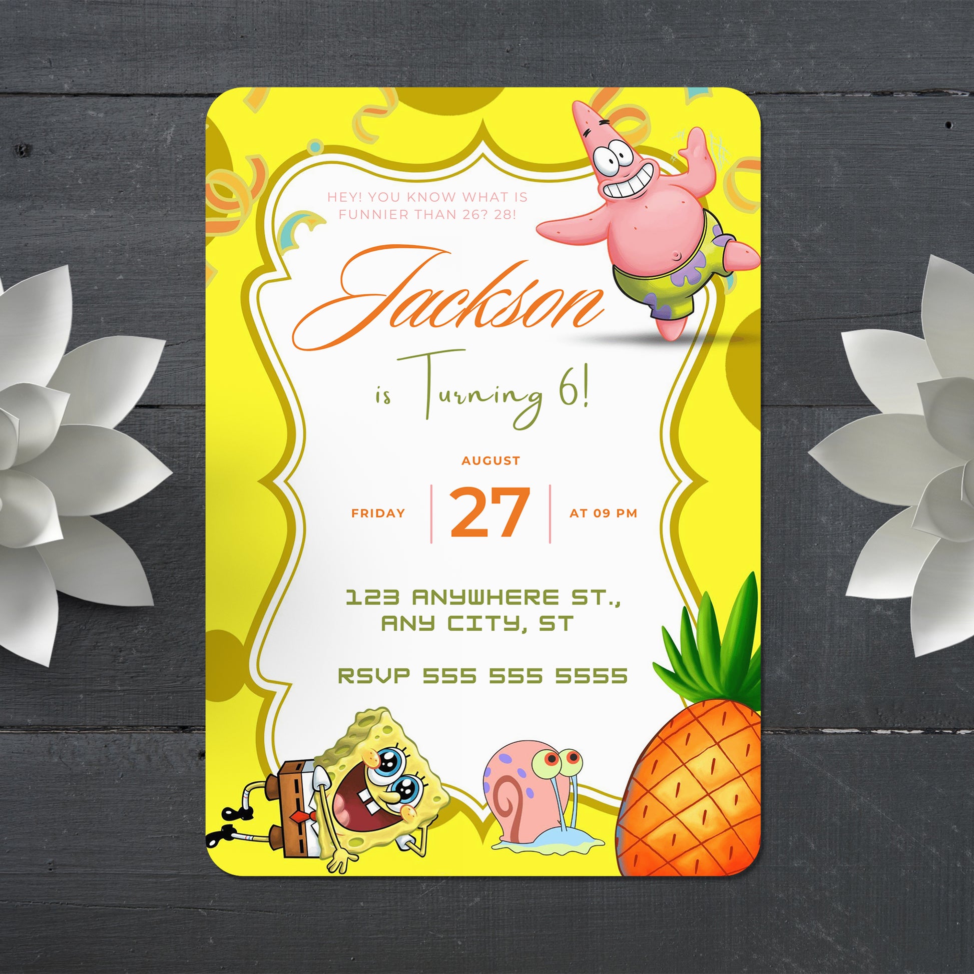 SpongeBob Birthday Invitation Template - CreativeRino