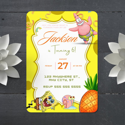 SpongeBob Birthday Invitation Template - CreativeRino