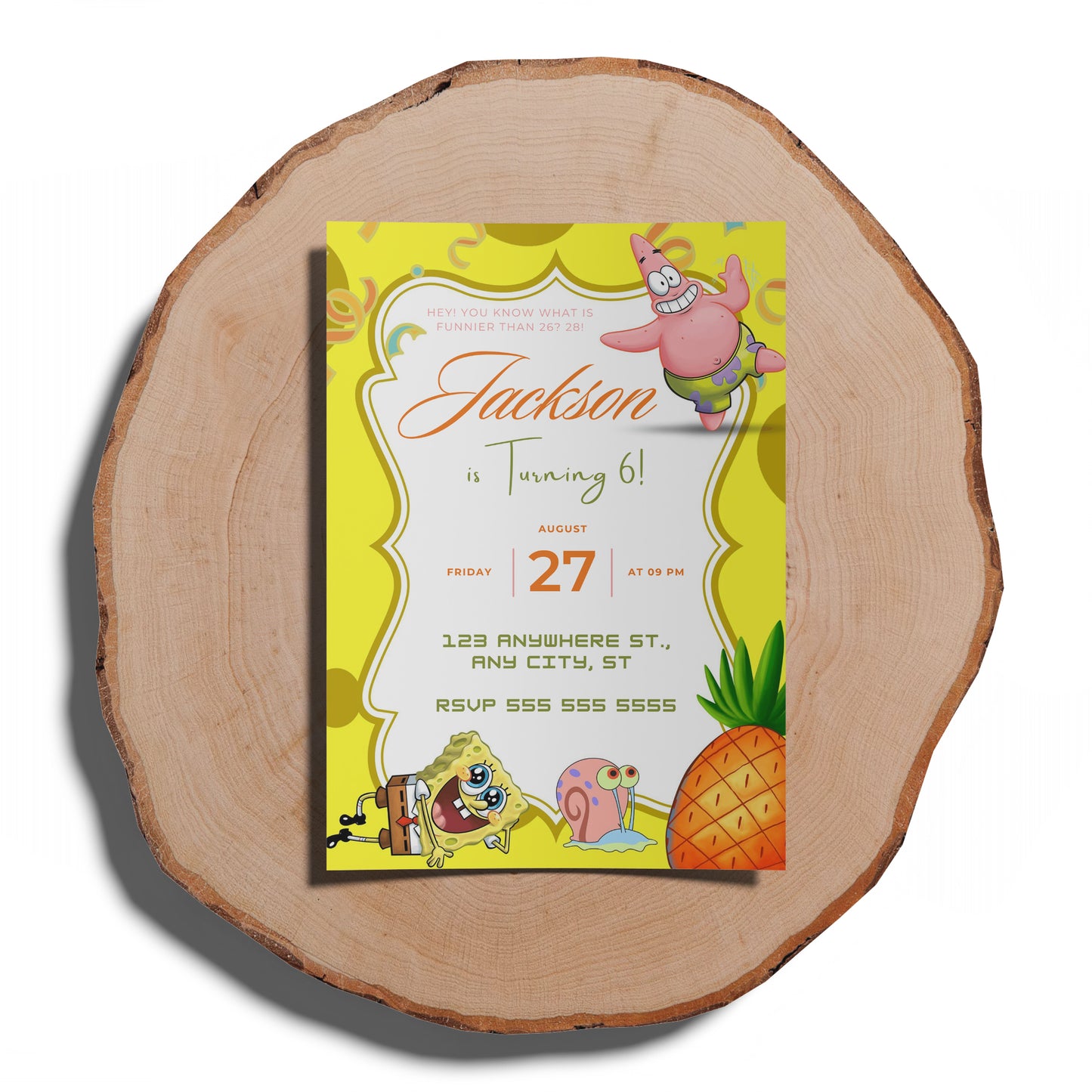 SpongeBob Birthday Invitation Template - CreativeRino