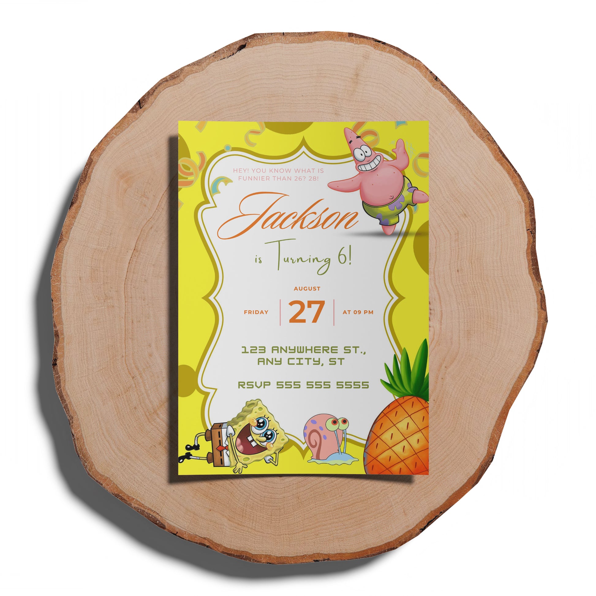 SpongeBob Birthday Invitation Template - CreativeRino