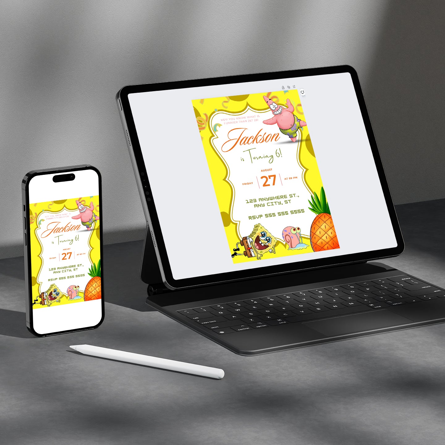 SpongeBob Birthday Invitation Template - CreativeRino