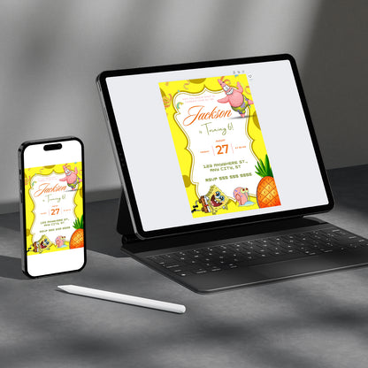SpongeBob Birthday Invitation Template - CreativeRino