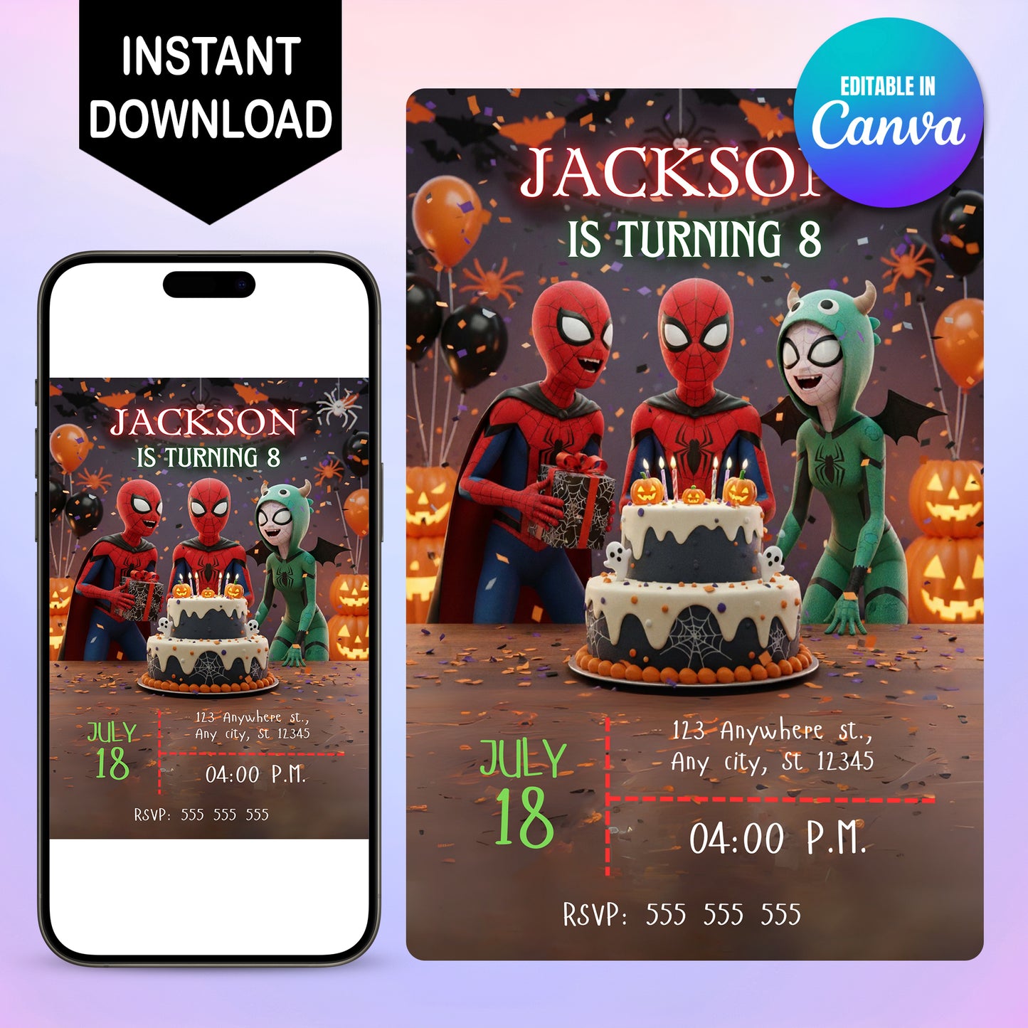 Spidey and His Amazing Friends Halloween Invitation - CreativeRino