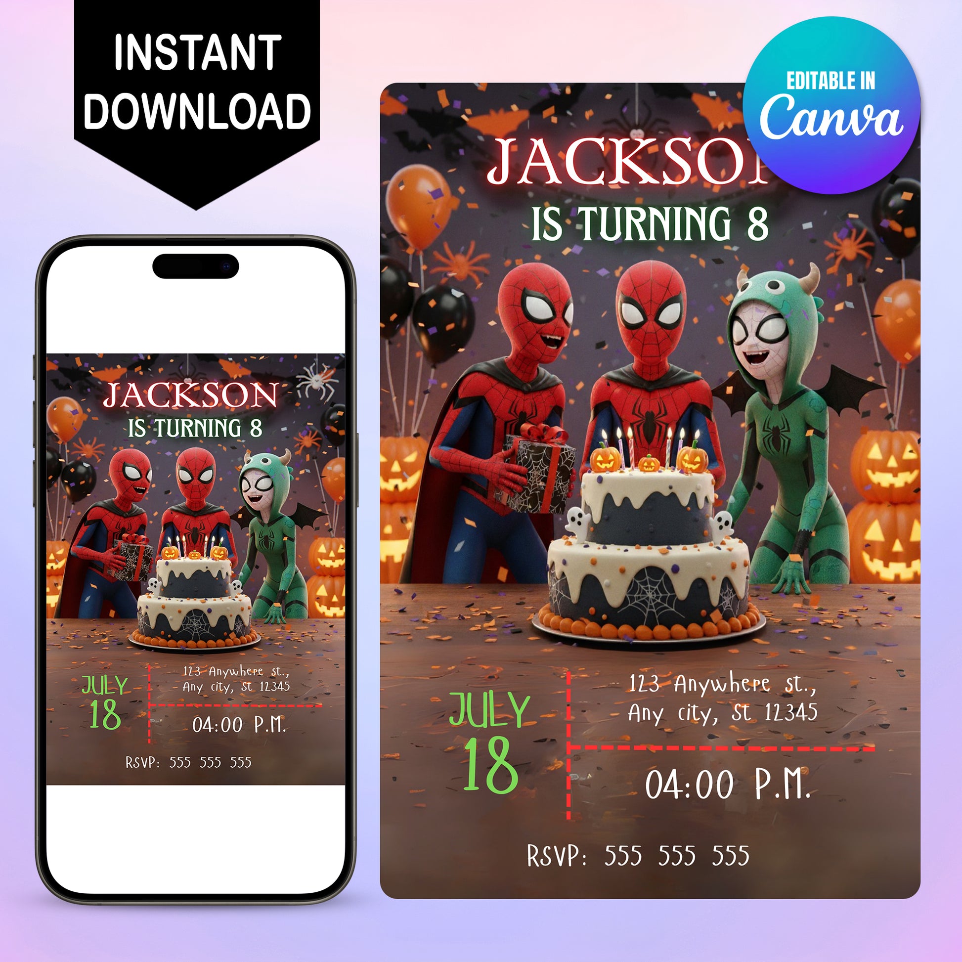 Spidey and His Amazing Friends Halloween Invitation - CreativeRino
