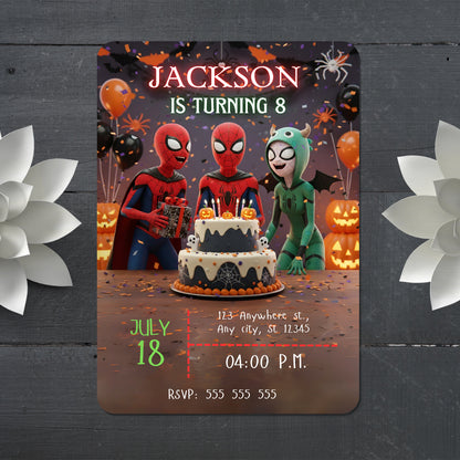Spidey and His Amazing Friends Halloween Invitation - CreativeRino