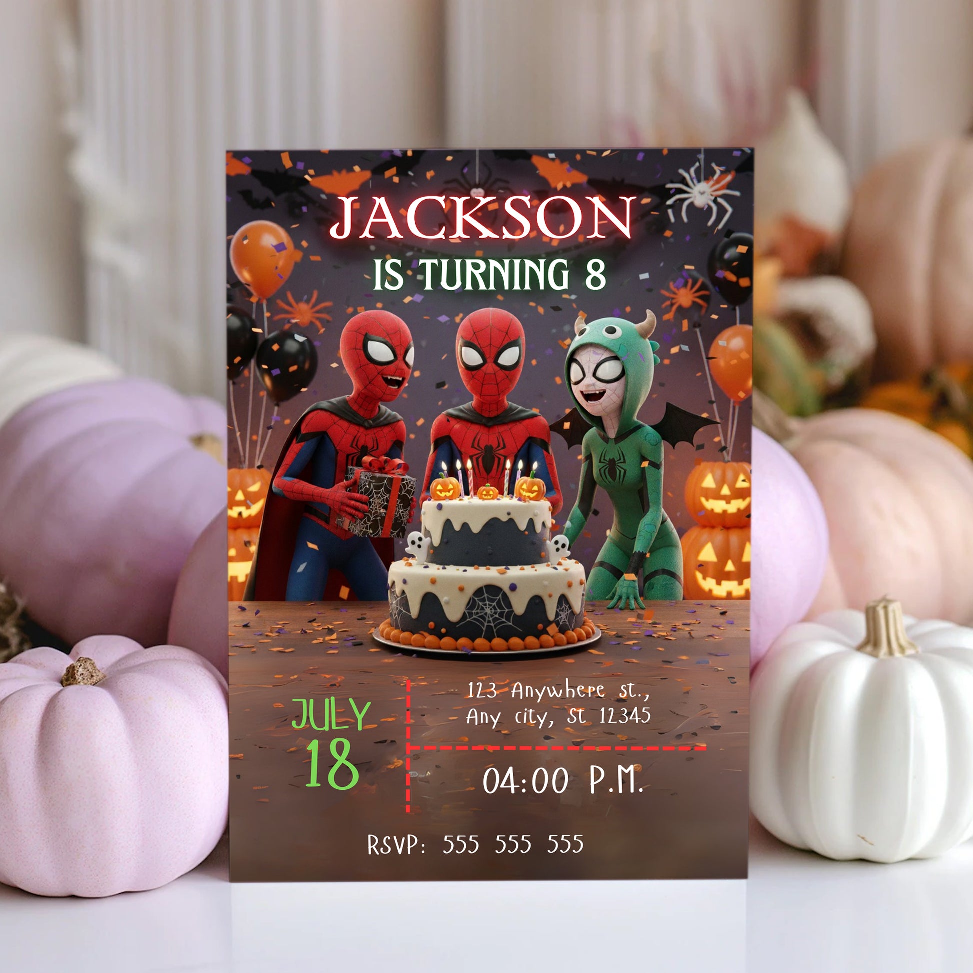 Spidey and His Amazing Friends Halloween Invitation - CreativeRino