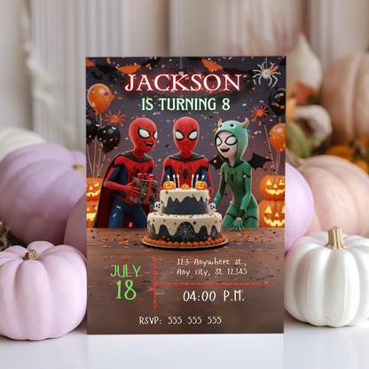 Spidey and His Amazing Friends Halloween Invitation - CreativeRino