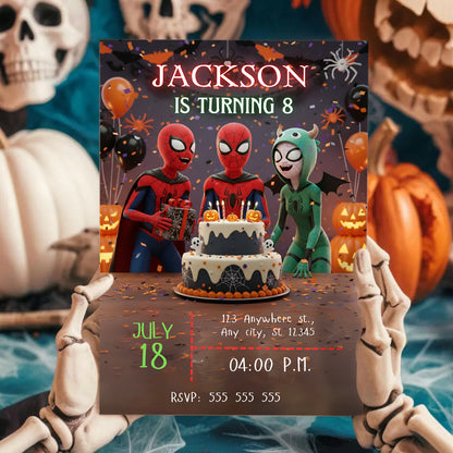 Spidey and His Amazing Friends Halloween Invitation - CreativeRino