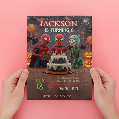 Spidey and His Amazing Friends Halloween Invitation - CreativeRino