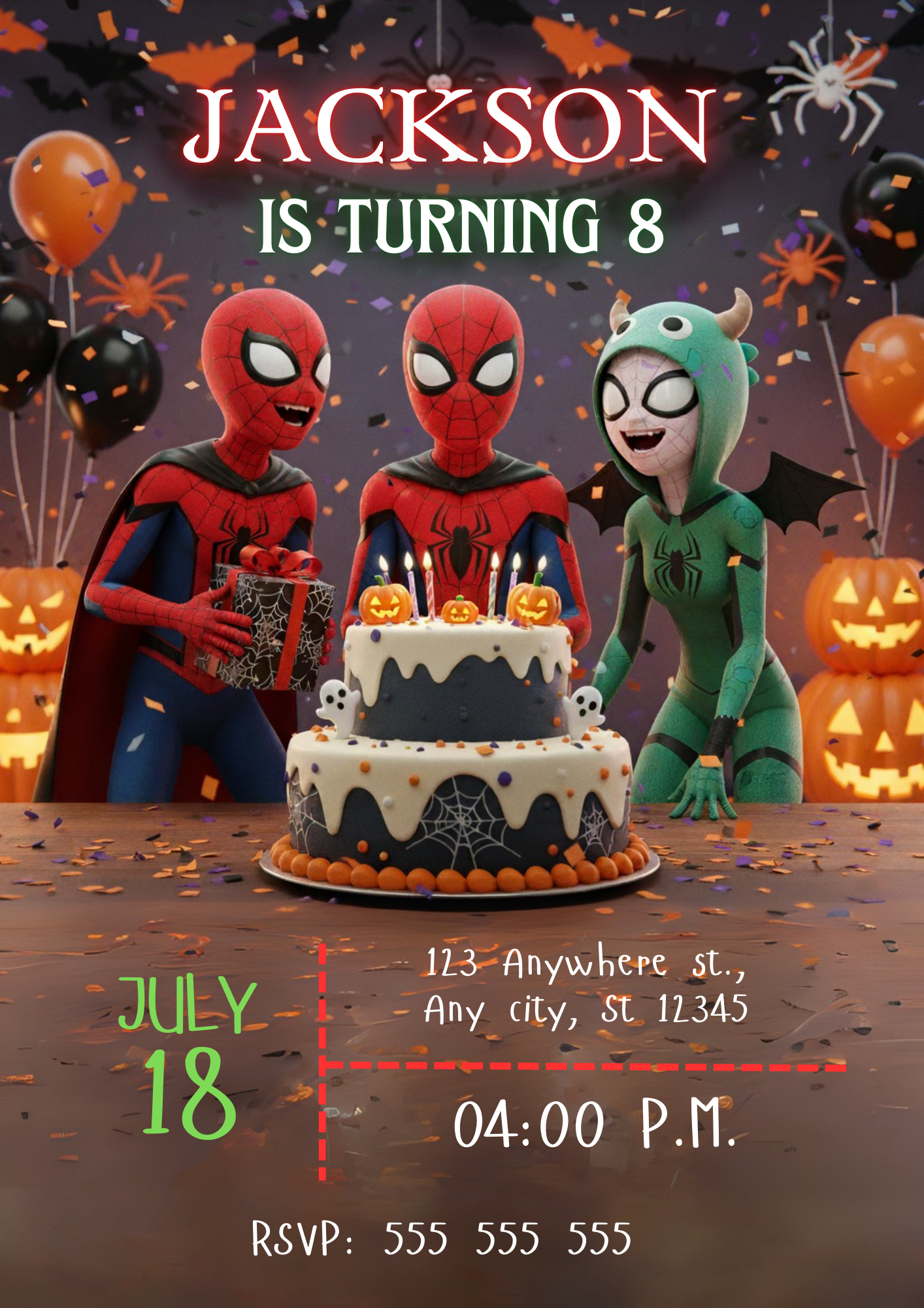 Spidey and His Amazing Friends Halloween Invitation - CreativeRino