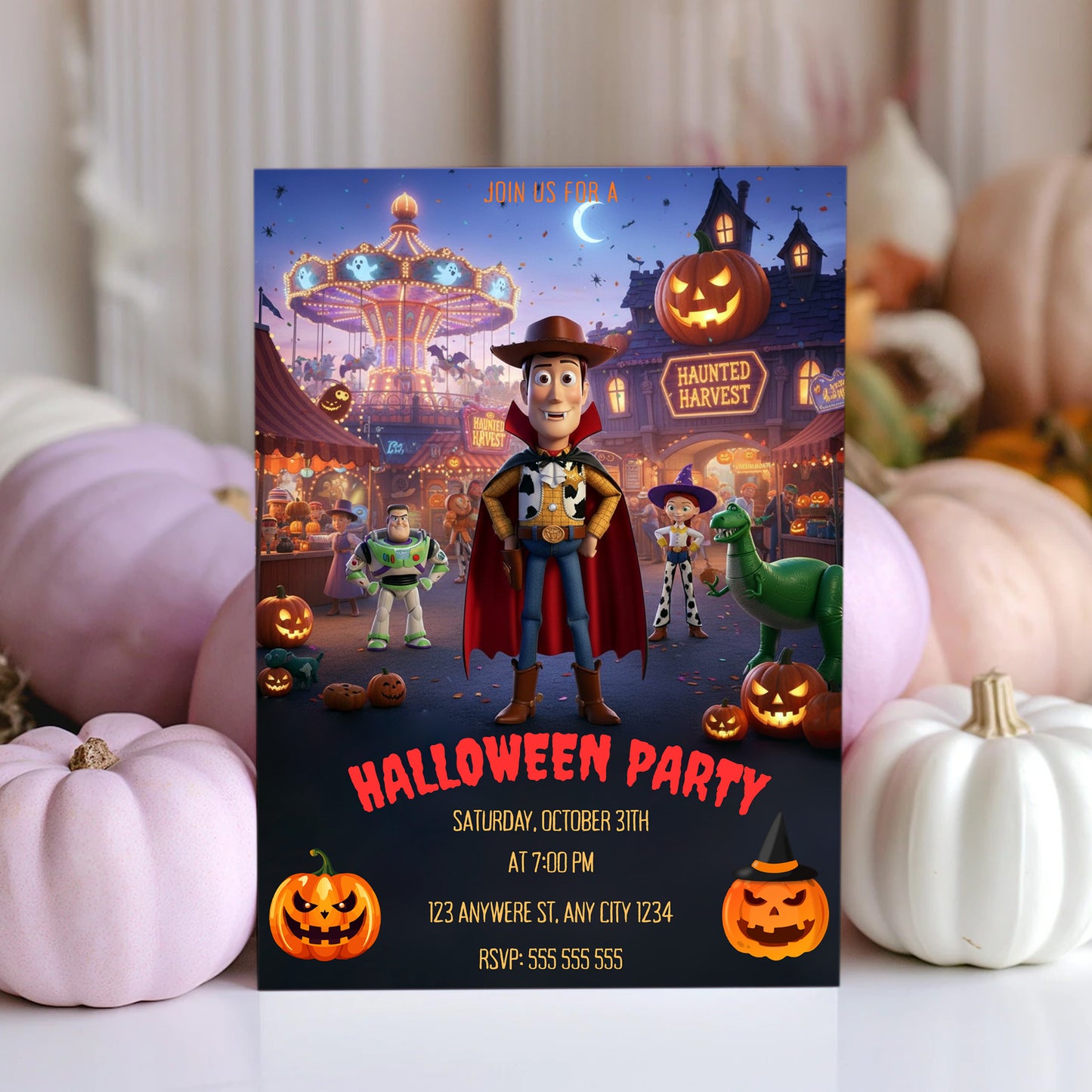 Editable Toy Story Halloween Invitation - CreativeRino