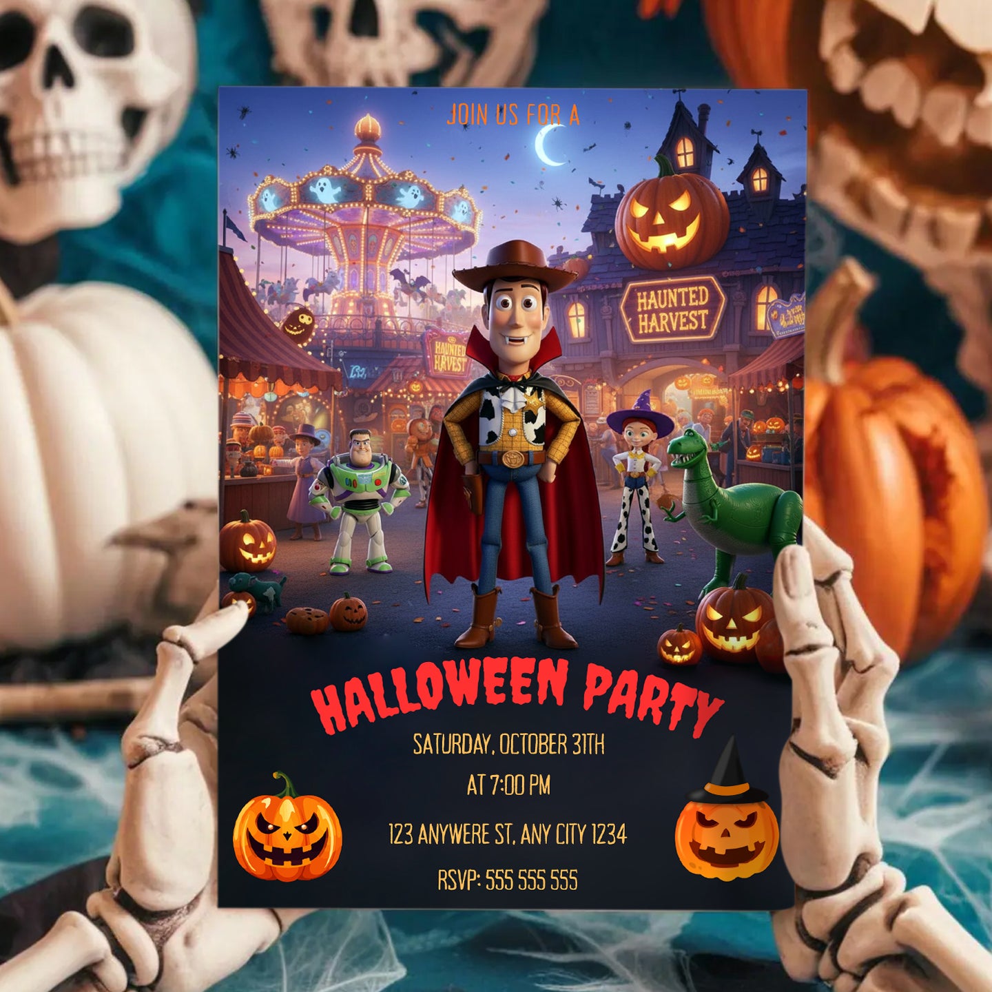 Editable Toy Story Halloween Invitation - CreativeRino