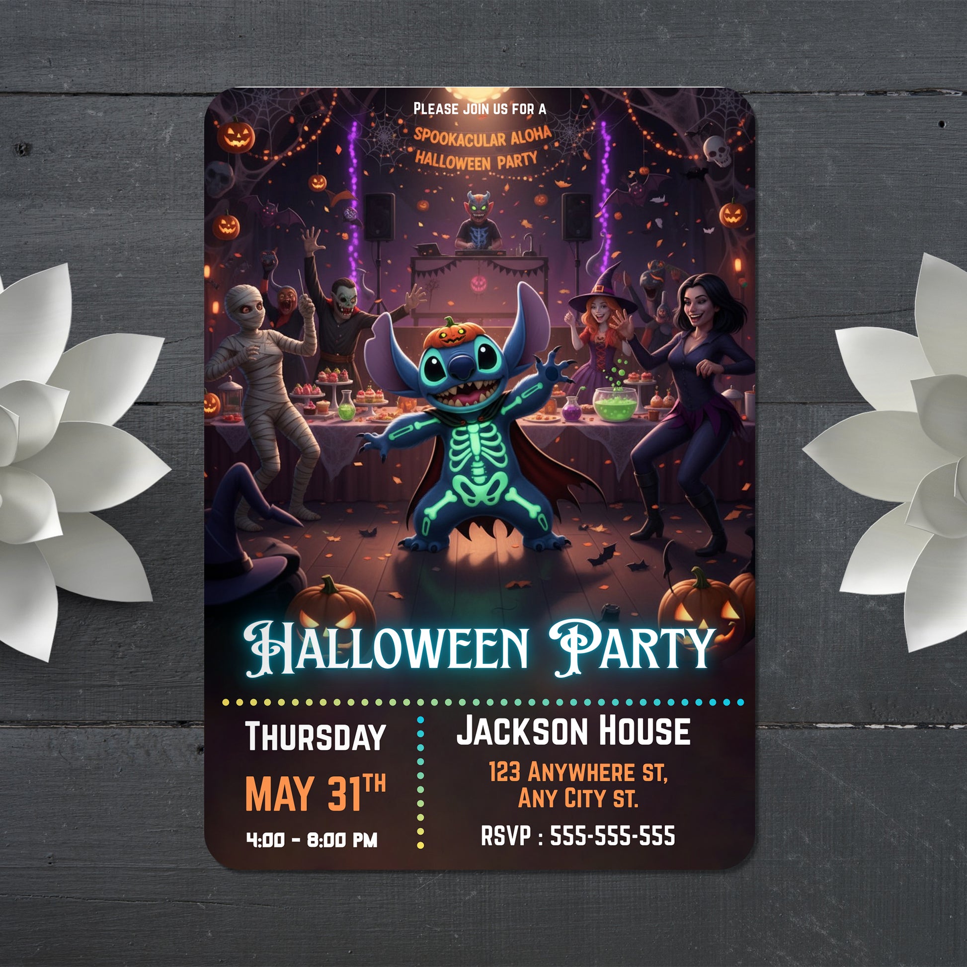 Editable Stitch Halloween Invitation - CreativeRino