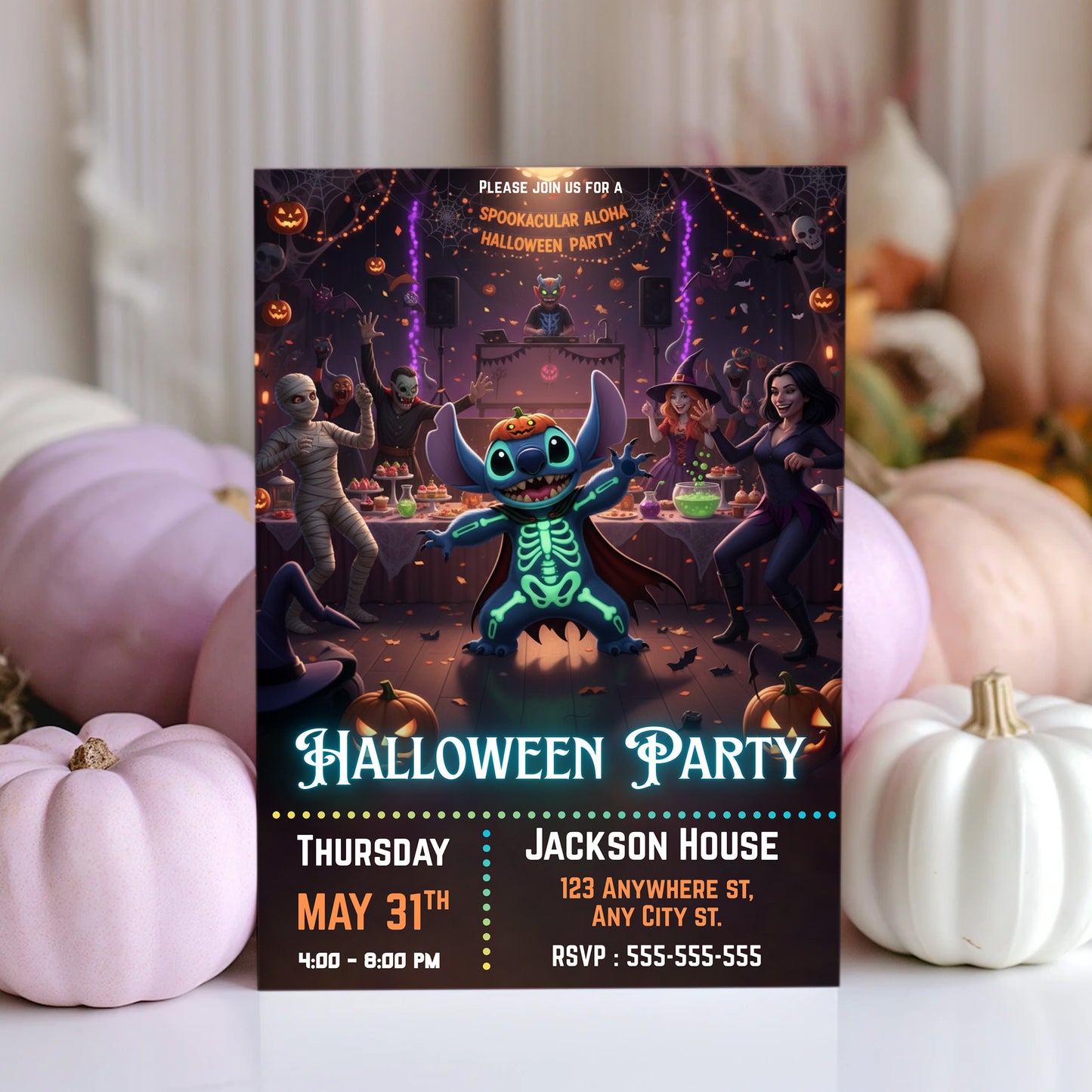 Editable Stitch Halloween Invitation - CreativeRino