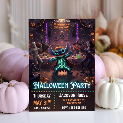 Editable Stitch Halloween Invitation - CreativeRino