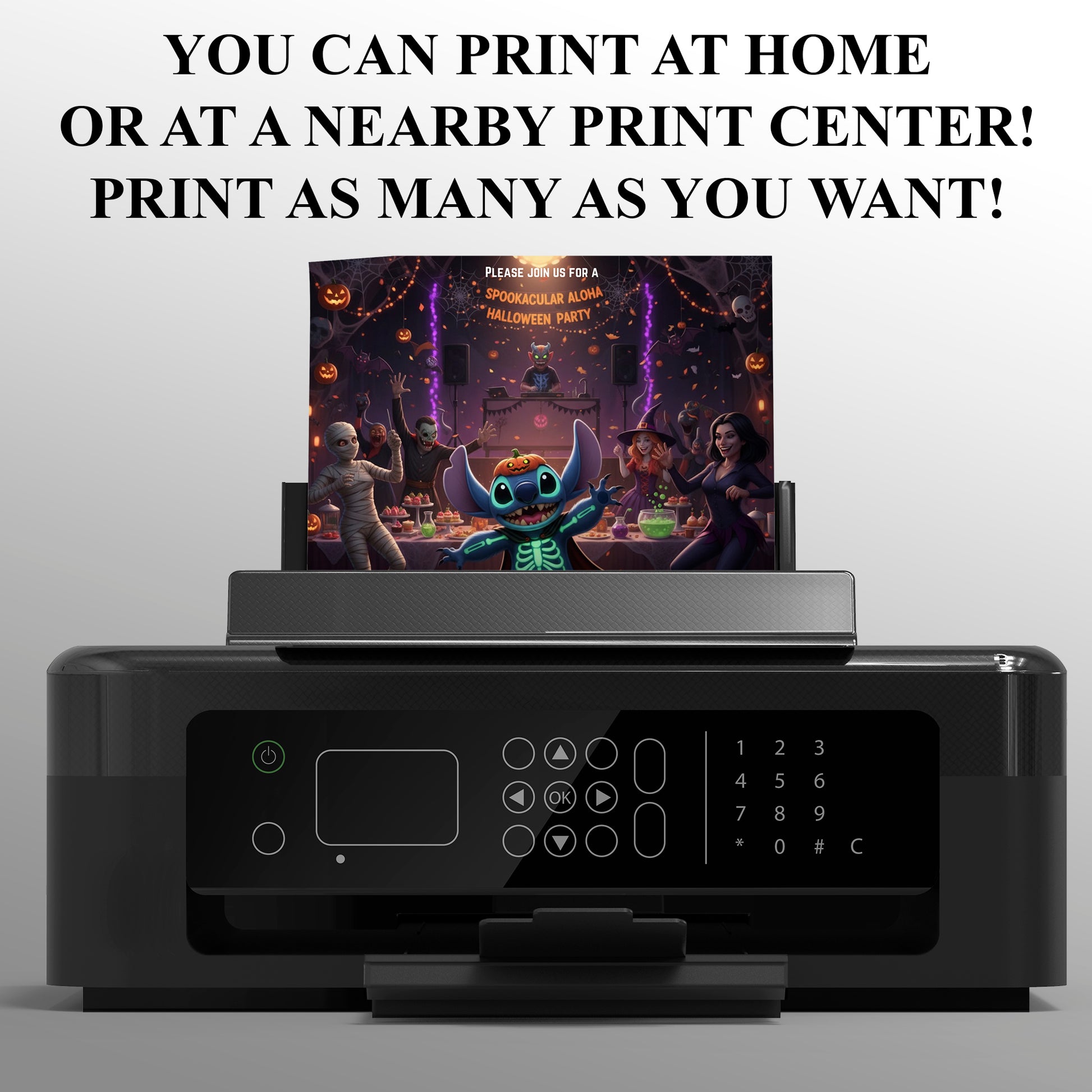 Editable Stitch Halloween Invitation - CreativeRino