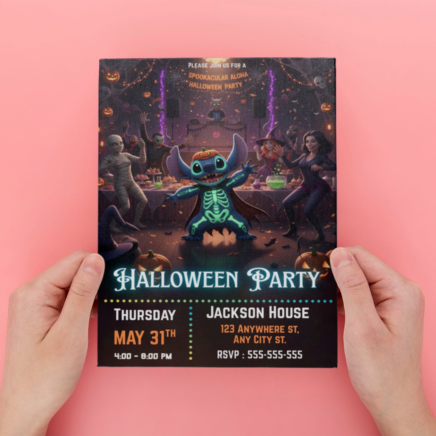 Editable Stitch Halloween Invitation - CreativeRino
