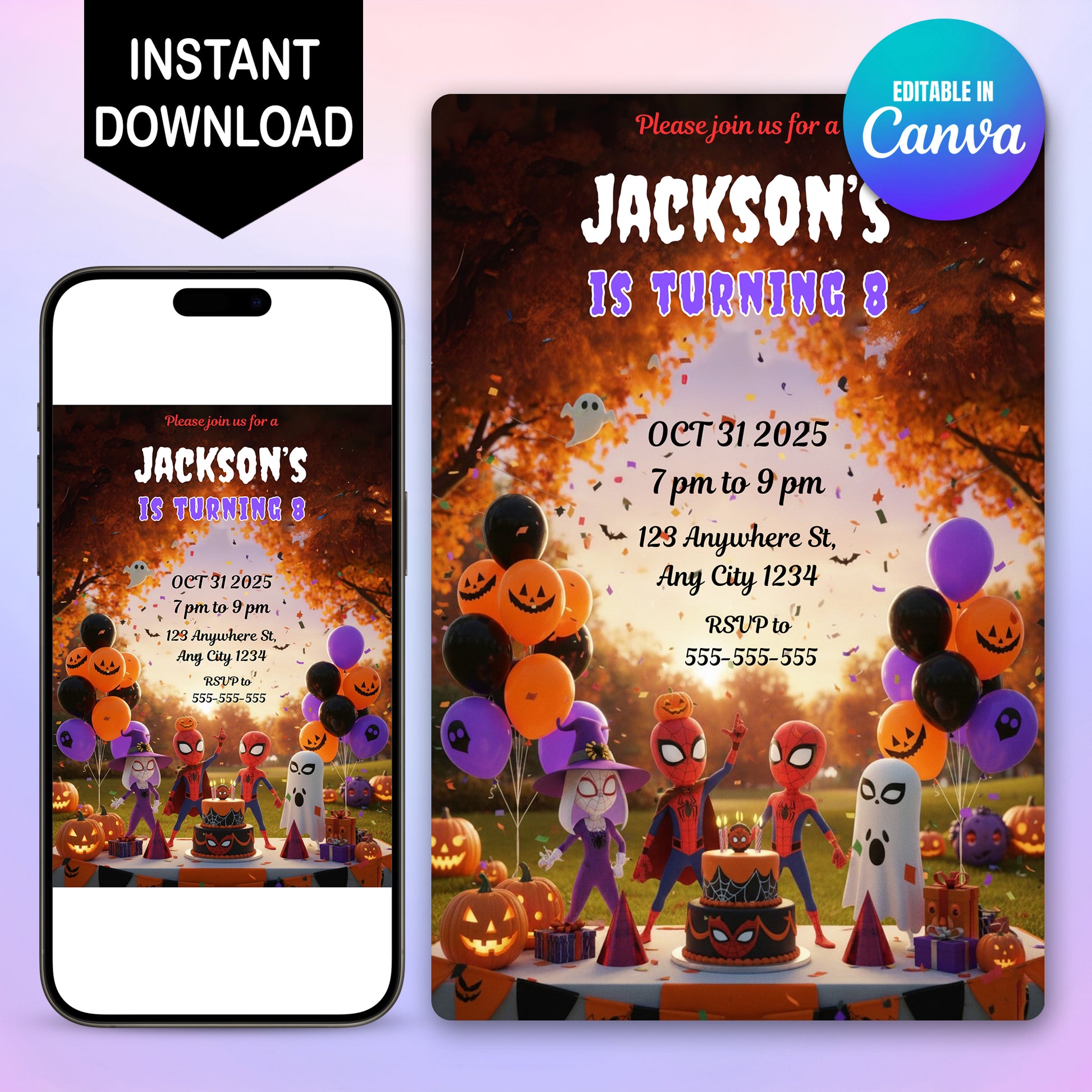 Spidey and His Amazing Friends Halloween Birthday Invitation - CreativeRino