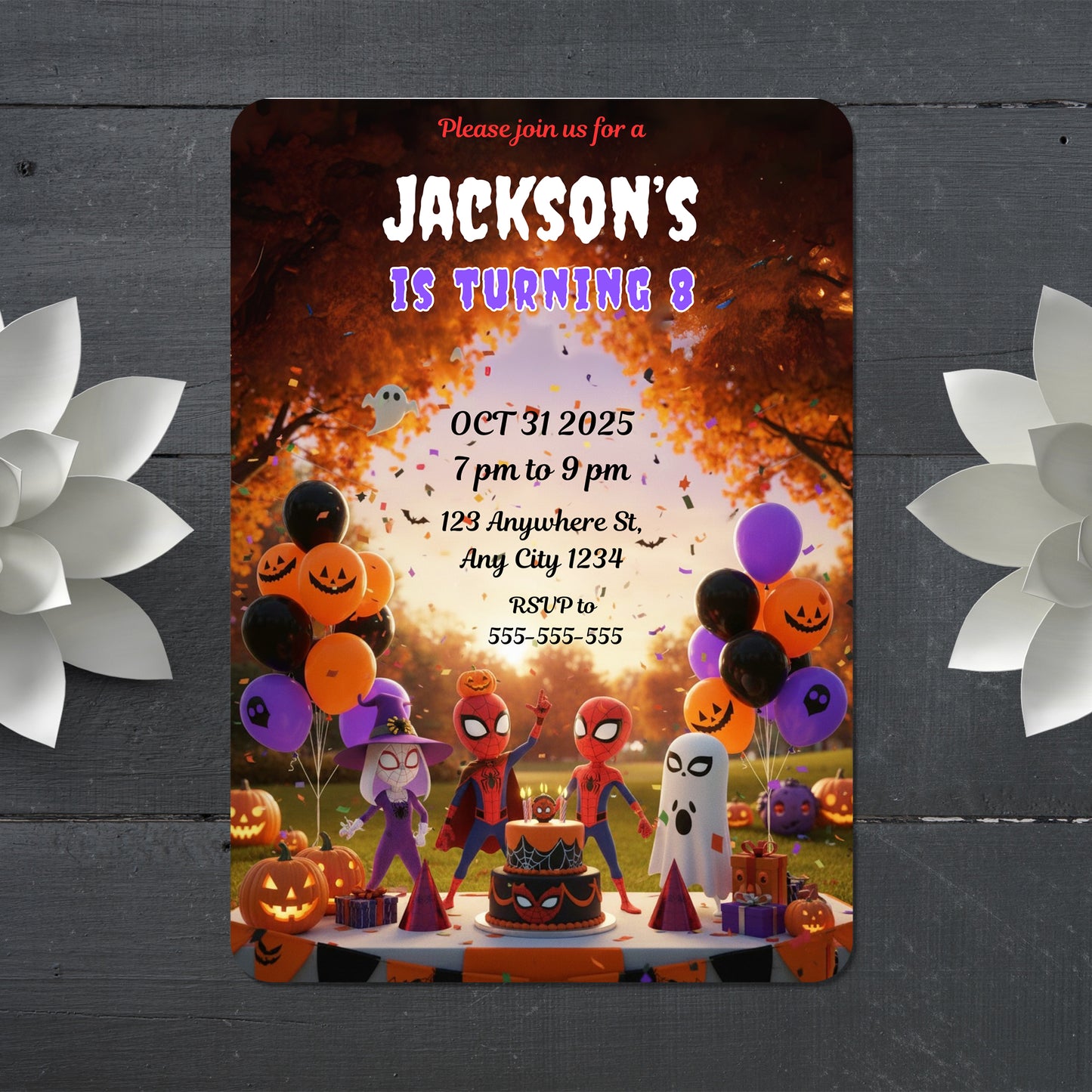 Spidey and His Amazing Friends Halloween Birthday Invitation - CreativeRino
