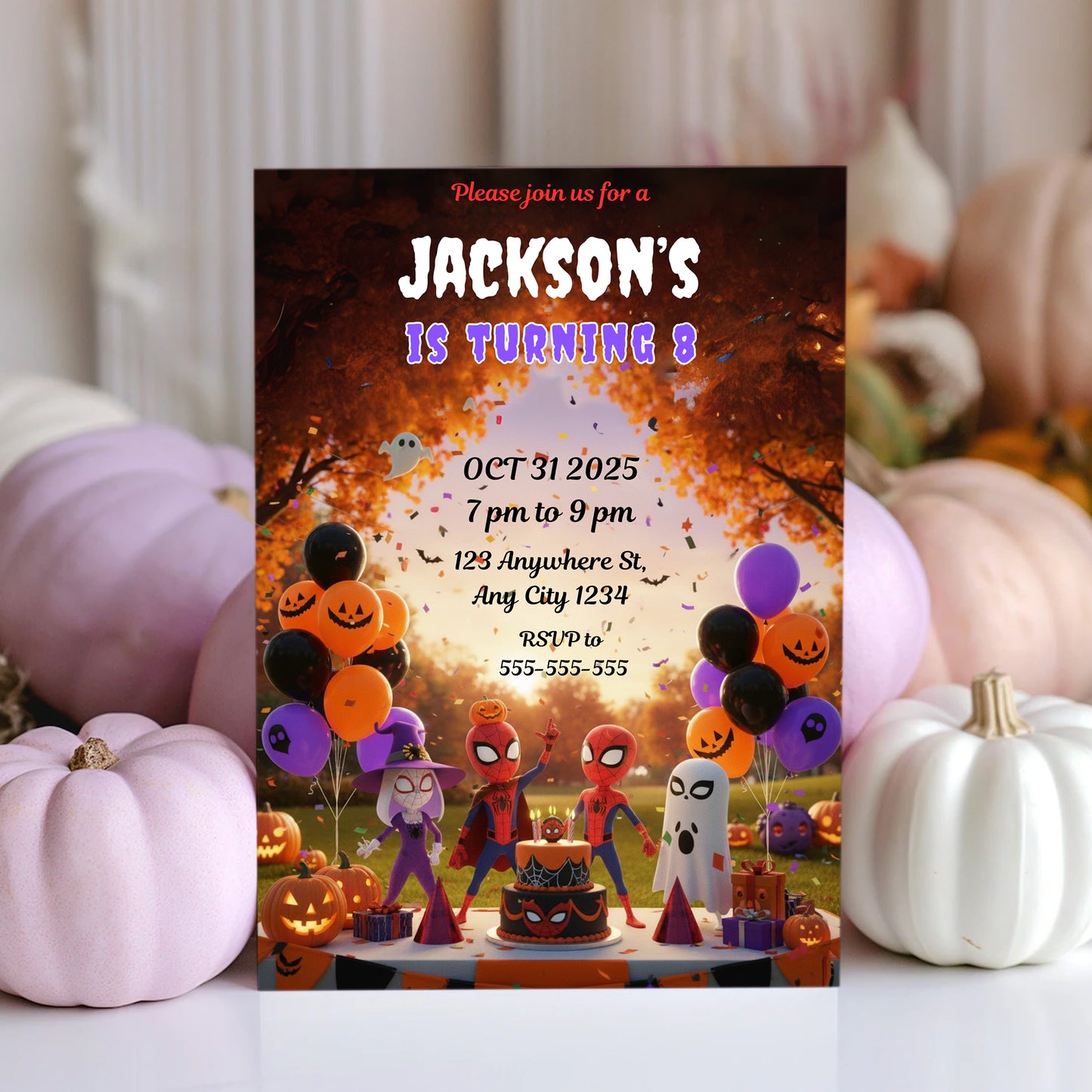 Spidey and His Amazing Friends Halloween Birthday Invitation - CreativeRino