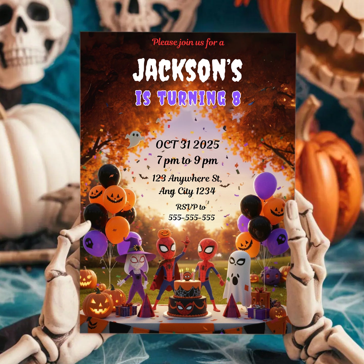 Spidey and His Amazing Friends Halloween Birthday Invitation - CreativeRino